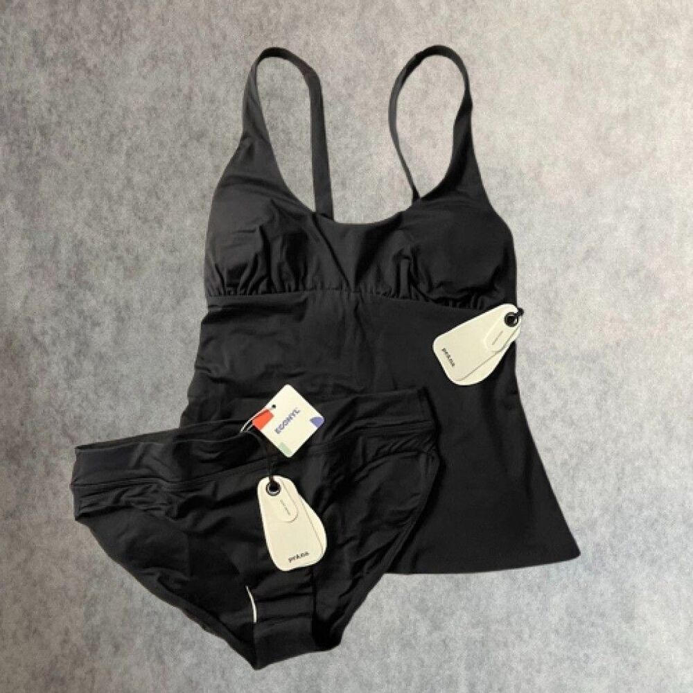 prAna Tankini Womens XS Black Modest Two Piece Bikini Beach Vacation Swimwear